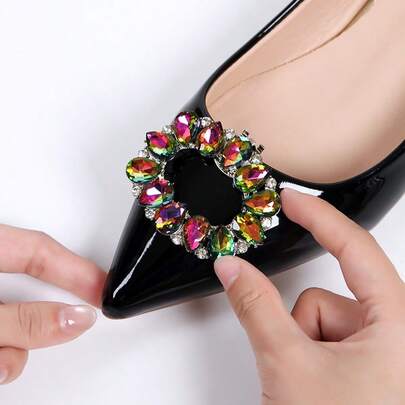 2 szt. nowych kolorowych klipsów do butów ze sztucznymi kryształkami, odpinany luksusowy dodatek DIY, odpowiedni na imprezę, randkę, na co dzień, do szkoły, na wysokie obcasy, trampki, buty, torby, dekoracje odzieży