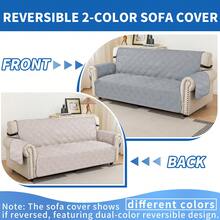 YSTYLE Single-Seater Sofa Cover With Armrests, Reversible Cat-Friendly Scratch-Resistant Couch Cover, Double-Sided Quilted Sofa Cover, Universal Sofa Cover - Light Gray + Beige - View 3