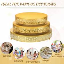 3-Piece Cake Stand Set Round Metal Cake Stands Dessert Display Cupcake Stands, Gold - Vàng - Xem 10