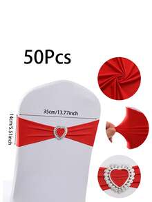 10/50 件 14*35 厘米蝴蝶结椅背套，带心形扣滑块，弹性椅套带绑带，适用于婚礼、派对、洗礼、情人节装饰（鼠尾草绿/红色/勃艮第红/古金色） - 彩色 - 查看 15