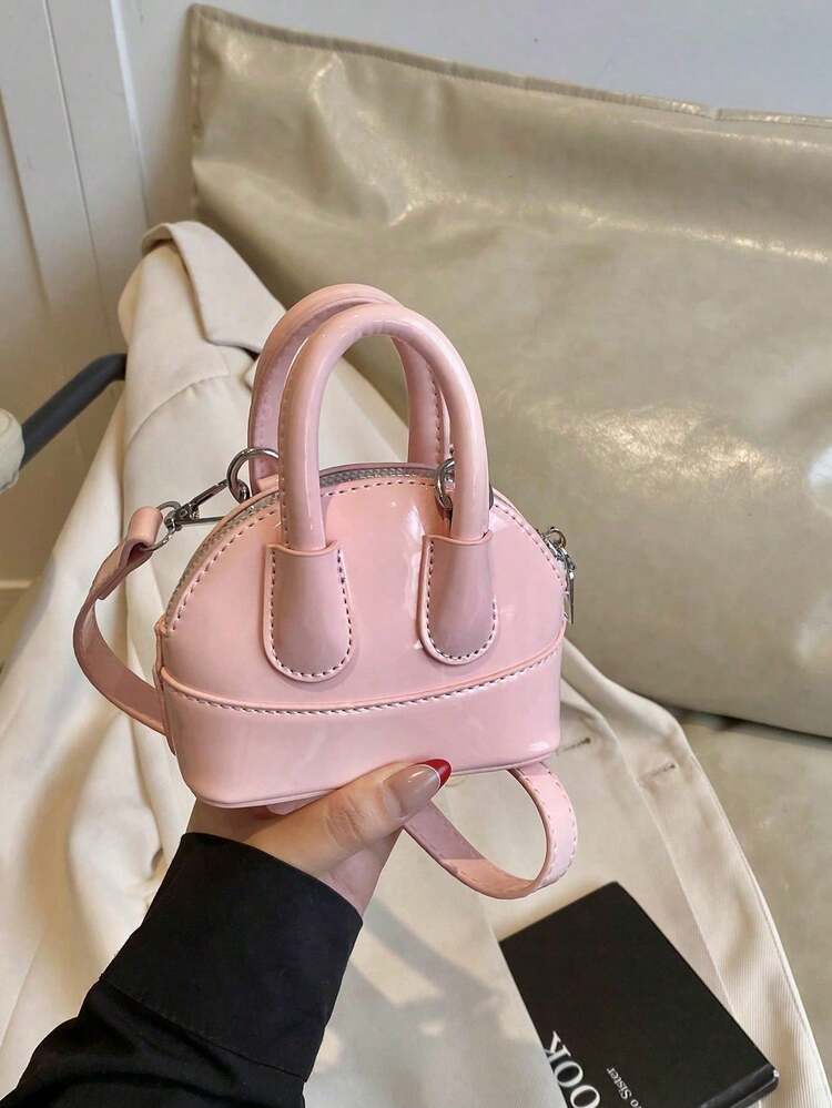1pc INS Style Fashion Girls Mini Crossbody Bag, 2025 New Cute Candy Color Conch Bag With Lychee Pattern PU, Suitable For Daily Use - Solid Color Handbag - View 17