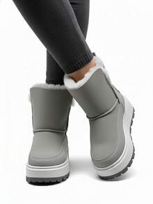 女士时尚水钻字母装饰保暖厚底雪地靴