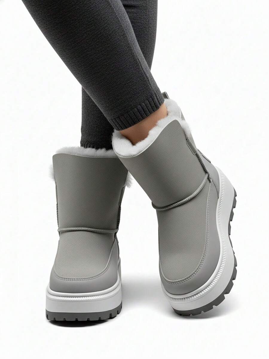 女士时尚水钻字母装饰保暖厚底雪地靴