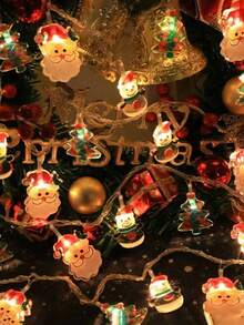 1 Set Christmas String Lights/Suction Cup Lights, Hanging Snowman Santa Claus Christmas Tree Decorative Lights, Window Display Decor, Holiday Celebration, Camping Atmosphere Lighting