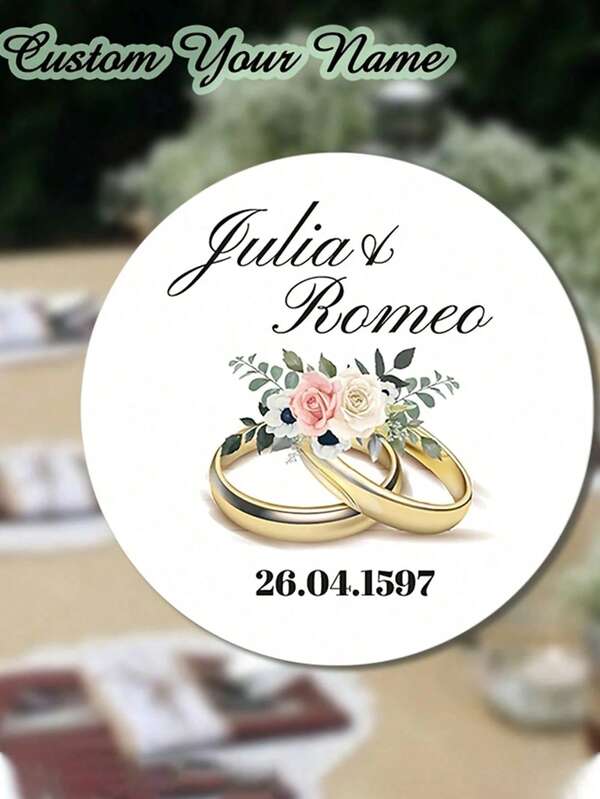 40/96pcs Customized Wedding Party Stickers, Personalized With Name & Date, Waterproof Vinyl Stickers, For Wedding Gifts Packaging, Bridesmaid Favors, Wedding Invitations, Romantic Couple Decor, Anniversary