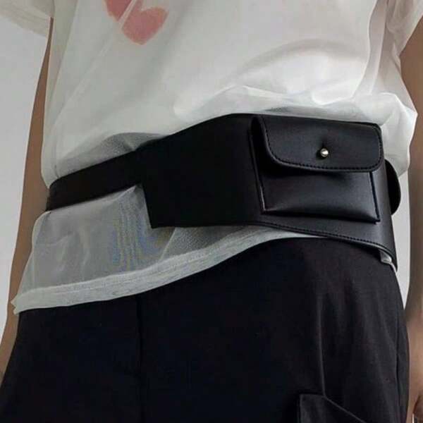 1pc Brown Plush Fanny Pack, Wide Belt, New Autumn/Winter 2025 Collection