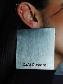 [ZzAi Custom]1 個客製化姓名耳環，刻字字體，非洲風，大耳環。獨特耳環，可作為禮物贈送，手工耳環，金色耳環，客製化耳環。時尚配件，可搭配衣著，時尚不鏽鋼耳環。 - 款式6 - 查看 7