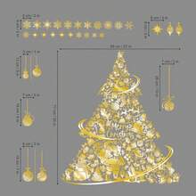 decalmile Fensterbilder Weihnachten Fensteraufkleber Gold Weihnachtsbaum Fenster Abziehbilder Weihnachts Schneeflocken Anti-Kollision Fenstersticker Glas Fensterdeko Aufkleber