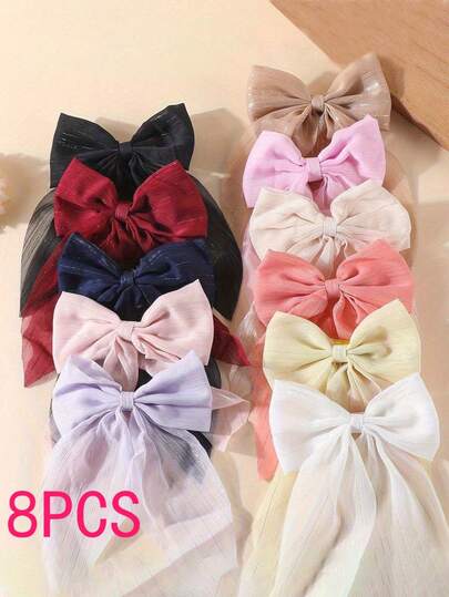 8pcs Random Hair Accessory Set, Including Ribbons, Gauze, And Bows, Dancing In The Wind - A Lovely Gift For Women, Everyday Elegant Hair Accessories, A Must-Have For All Seasons, Suitable For Outdoor Use, And A Great Gift