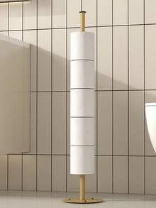 1 pièce Support de papier toilette autoportant avec base lestée et montage auto-adhésif - Distributeur de serviettes en papier moderne pour la cuisine ou la salle de bain - Gain de place, facile à installer, durable et stable pour les sols carrelés - Convient pour la maison, l'hôtel, le rangement de papier toilette - Multicolore - Voir 11