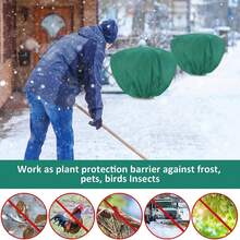 2 Packs Green Heavy Duty Plant Frost Covers 100x80cm, Reusable Winter Frost Blanket Outdoor Potted Plants, Shrubs, Rose Flowers, Cold Weather Cover - Green - View 2