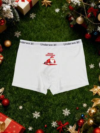 Julkalsonger för män med jultomtetryck - Röda, smala och andningsbara julunderkläder, julklapp till honom