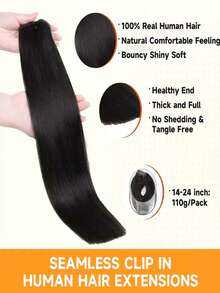 Yaki Straight Seamless Clip Ins 7pcs Per Set Seamless PU Clip In Hair Extensions Real Human Hair Invisible PU Skin Weft Light Yaki Clip Ins 100% Unprocessed Human Hair Extensions