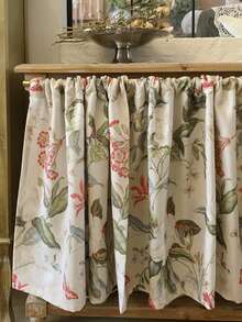 1件复古花卉植物印花半透明窗帘，适合小窗户，营造温馨的家居氛围，咖啡色，适用于厨房、书架，农舍风格防尘窗帘 - 彩色 - 查看 10