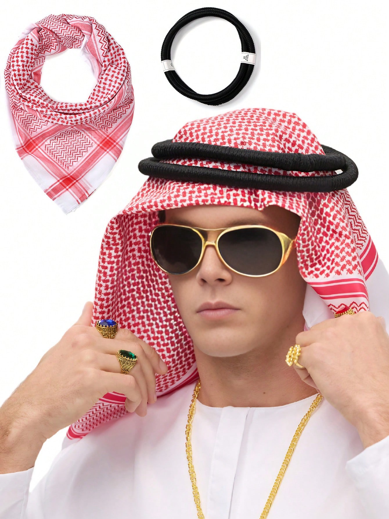 قطعتان من الوشاح الرأس التكتيكي للصحراء مع الحبل،...