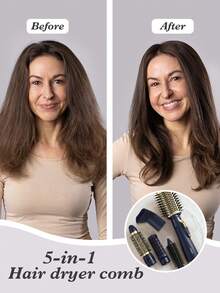 CRASTS 5-In-1 Hot Air Brush Set - Blow Dryer, Straightener, Curler, Flat Iron, Curling Iron, Styling Tools For Long-Lasting Hairstyles
