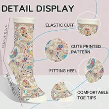 3/5/10 Pairs Women Funny Socks, Comfortable Cute Printed Pattern Bohemian Style Casual Versatile - Multicolor - View 2