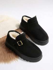 Fall/Winter New Fashionable Cute Buckle Snow Boots For Women,Fur Boots - Black - View 6