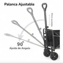 Carro utilitario plegable para acampar de 1 pieza, resistente: marco de metal resistente, 4 ruedas todoterreno, mango ergonómico y diseño plegable, adecuado para acampar, jardín, transporte (no requiere electricidad), equipo para acampar, portaherramientas de jardín, diseño plegable, construcción robusta - Negro - Ver 3