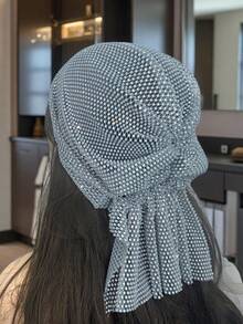 Women's Fishnet Full Rhinestone Decor Gold Headscarf Caps, Personalized Hair Accessories, Suitable For Ladies' Daily Wear, Dance, Wedding, Party, Events Valentine's Day Valentines