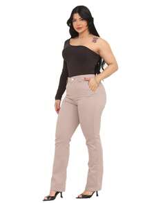 Malloy Women's Straight Twill Satin Social Tailored Trousers - 米色 - 查看 5