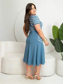 Midi Godet Dress Evangelical Fashion M, G And GG - Màu xanh lam - Xem 4