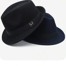 1 件，男士英式圆顶礼帽，复古爵士风格宽边帽，秋季户外骑行配件，节日时尚礼物，修饰脸型的设计。 - 彩色 - 查看 3