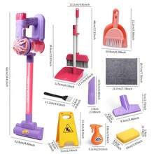 11 件/13 件儿童多功能吸尘器套装 - 清洁和清扫套装、家务和角色扮演清洁工具、儿童房间模拟清洁互动游戏玩具、角色扮演道具，适合男孩和女孩作为圣诞节、万圣节和生日礼物 - 彩色 - 查看 9