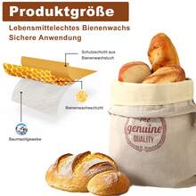 Brotbeutel Leinen Brotkorb stoff Brötchenkorb Leinenbeutel Bienenwachs-Brotbeutel 40x30cm Brotkasten zur Brotaufbewahrung Idealer Brotsack, Brötchenbeutel, Brot Backen Zubehör Brottasche Waschbarer Wiederverwendbarer Frischhalten Brotsackerl Einzugsgeschenk - Weiss - Übersicht 9