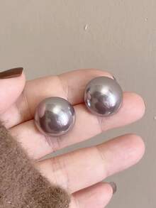 3 Pairs 0.66 Inch Retro Minimalist Semi-Circle Faux Pearl Stud Earrings, Unique Design Earring Set, Suitable For Women's Daily And Holiday Wear