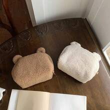 Personalized Cute Plush Bear Ear Makeup Bag For Girl, Soft Fleece Cosmetic Pouch With Zipper, Large Capacity Travel Toiletry Bag, Portable Makeup Organizer, Storage Bag For Daily Use, Gifts, And Travel Essentials, Cute Gift For Girls - Multicolor - View 8