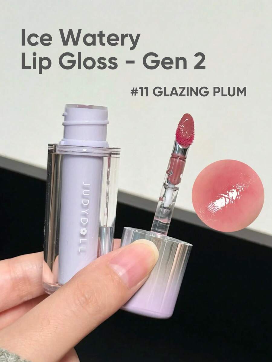 JUDYDOLL Ice Watery Lip Gloss-Gen 2 Shiny Mirror Lip Gloss, Moisturizing & Nourishing Essence, Long-Lasting - 11 Glazing Plum - View 1