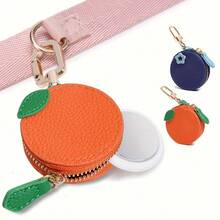 1pc Coin Purse, Fruit-Themed Wallet, With Keychain, Zipper Closure, Polyester Lining, Cute Orange And Blueberry Design, Durable And Stylish Lady's Bag Pendant Accessory Small Item, Exquisite Small Gift For Ladies - 橘色 - 查看 5