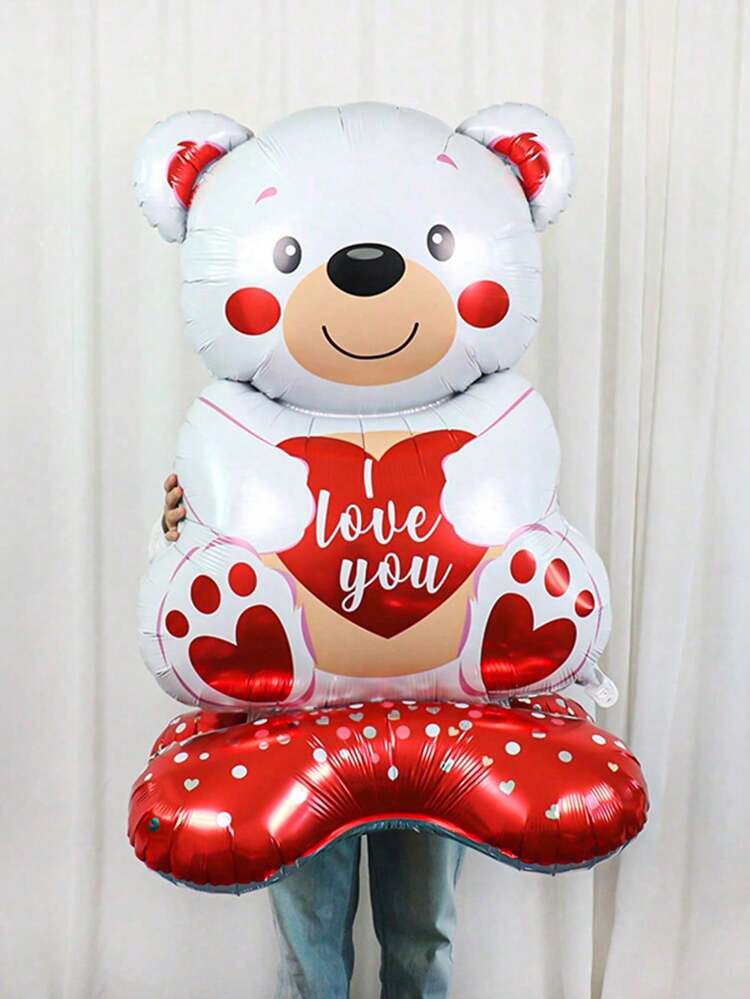 1/11个装 - 58英寸“我爱你”拥抱心形白熊气球，18英寸心形气球，卡通熊铝箔气球，心形白熊气球，适用于浪漫主题、派对装饰、婚礼装饰、周年纪念、新娘送礼会、情人节 - 彩色 - 查看 8