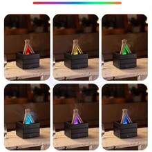 1个280毫升超声波篝火香薰机，带定时器和遥控器，7色灯光香薰机，冷雾加湿器，便携式USB供电精油桌面香薰机，适用于卧室、客厅，装饰家居环境 - 彩色 - 查看 5