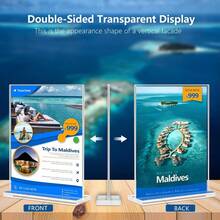 6 chiếc giá đỡ biển hiệu bằng acrylic 4"X6" (khoảng 10 X 15 cm) - Giá đỡ trưng bày thực đơn hình chữ T trong suốt để bàn - Giá đỡ ảnh/tờ rơi hai mặt cho văn phòng, cửa hàng, nhà hàng, khách sạn - trong suốt - Xem 7