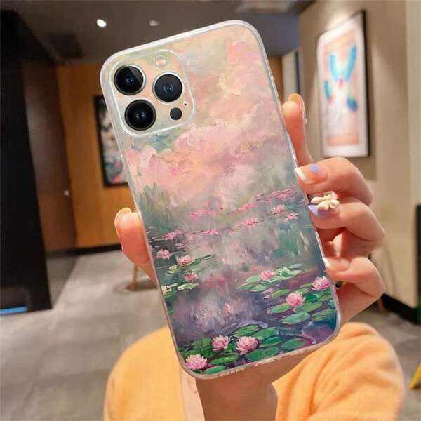 Funda de teléfono Claude Monets Garten Lotus compatible con  17 Pro Max Air 16 15 14 13 Pro Max 15 16 Pro 15Plus, funda de silicona, funda compatible con funda  17 Pro Max, funda  17 Pro, funda  17, funda  16, funda  16 Pro Max, funda  15