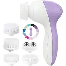 Face Scrubber Cleansing Brush Exfoliator Skin Care Products Products Powered Wash Exfoliating Spin Cleanser Cleaning Scrub Including Heads Sapphire - 淡紫色紫水晶 - 查看 2