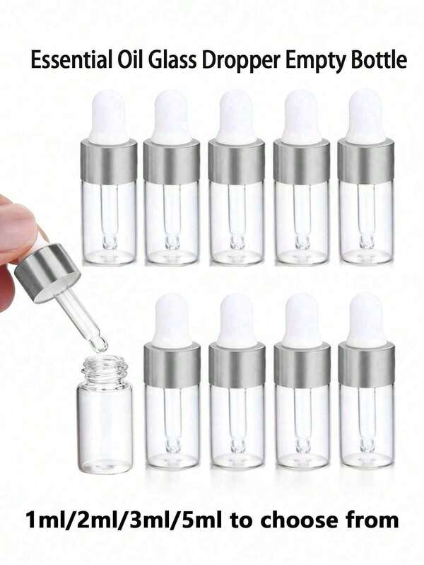 1ml/2ml/3ml/5ml-Frosted Glass Dropper Bottles - Refillable Essential Oil & Perfume Sample Vials With Glass Pipette Dropper Cap; Small Serum & Eye-Dropper Style Bottles For Aromatherapy, Skincare Serums, Cosmetic Samples, Diy Blends, Fragrance Testing & Travel; Leak-Resistant, Reusable, Portable Glass Dispenser - Ideal For Perfumers, Estheticians, Makeup Artists, Therapists & Travel Lovers