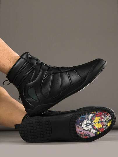 1 Pair Soft, Comfortable, Non-Slip Boxing/Wrestling Shoes For Training And Competition, Men's Professional Sports Shoes For Martial Arts, Fencing, Wrestling, MMA, Weightlifting, Squats, Suitable For Gym, Size 39-47