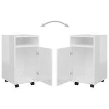 vidaXL Mobile laterale con ruote Bianco lucido Legno ingegnerizzato