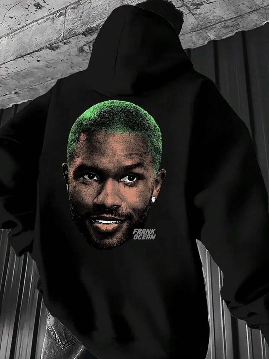 Men'S Casual Hoodie 'Green Hair Frank' Features A Print Back, Long Sleeves, A Front Pocket, Machine Washable, Warm Sweater For Autumn And Winter, Everyday Pullover, Durable Patterned Sweatshirt.,Fall Hoodies,Men's Fall Clothes,Street Wear,Halloween,Mens Hoodies,Y2k Clothes,Jesus Hoodie,Thanksgiving Day,Nightmare Before Christmas,Christmas - 黑色 - 查看 1