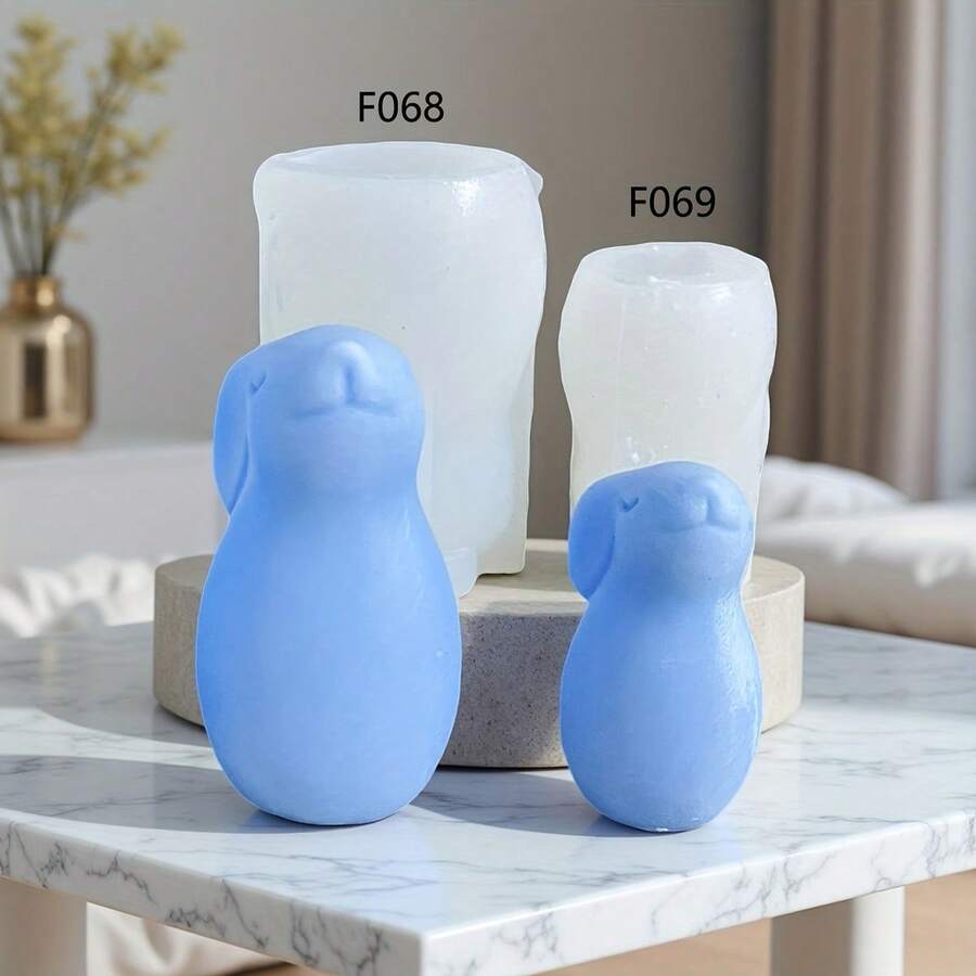 Easter Squinting Rabbit Silicone Mold, DIY Cute Easter Rabbit Candle Resin Silicone Mold - White - View 1