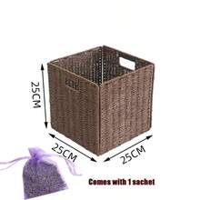 1 pieza de cesta de lavandería tejida a mano, caja de almacenamiento multiusos para ropa y juguetes, diseño plegable, adecuada para el baño y el almacenamiento en el dormitorio, cesta de almacenamiento para el baño. También disponible: caja de almacenamiento abierta de cuerda de papel, cesta de alimentos de color marrón claro, caja de almacenamiento plegable para el dormitorio, cesta de mimbre con asa. - Multicolor - Ver 11