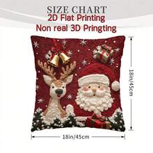 1 件可爱红色圣诞雪人印花超柔软短毛绒枕套、沙发、卧室、客厅、家居装饰靠背套 - 彩色 - 查看 7