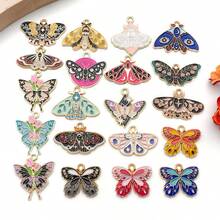 时尚珐琅蝴蝶吊坠套装（10/20/24/52个）。精致吊坠，非常适合DIY手链、项链和钥匙扣。 - 彩色 - 查看 6