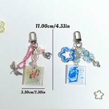 1pc "Wave To Sky" Beaded Custom Photo Keychain | Handmade | Summer Wave | Matching Pendant | Custom Photo Keychain - Multicolor - View 2