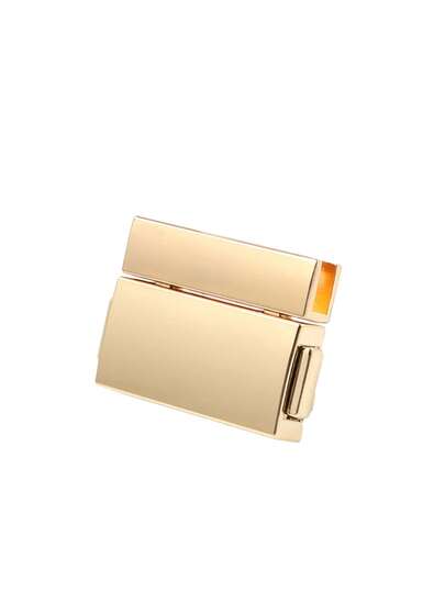 1pc Rectangular Gold Metal Push Lock, Handbag Closure Decor Accessory For DIY