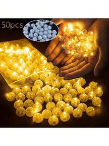 50pcs Mini LED Lights, Yellow Balloon Lights, Battery Powered Fairy Lights, Long Lasting Mini Light Bulbs, Round Flashing LED Lights For Paper Lanterns, Balloons, Party, Wedding, Bedroom, Garden, Christmas, Valentine's Day, Floral, DIY - Multicolor - View 10
