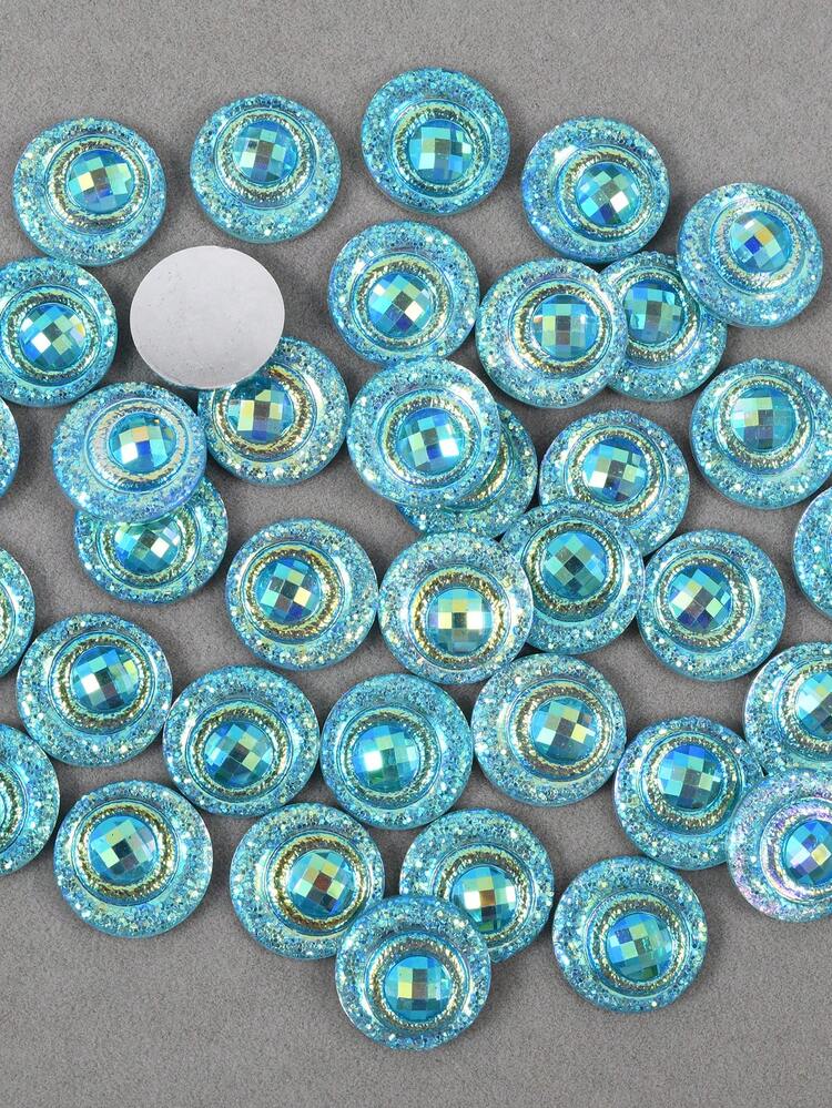 50pcs/Pack, 14mm Round Eye Resin Rhinestones, Frosted Colorful AB Resin Rhinestones, Flat Bottom Resin Rhinestones For DIY Decoration On Clothes, Bags, Shoes, Crafts - Multicolor - View 16
